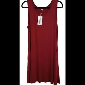 NWT AUSELILY Women's Casual Red Tank Dress Medium